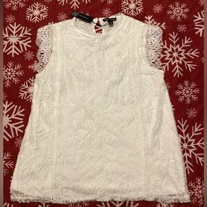 Elegant White Lace Sleeveless Top